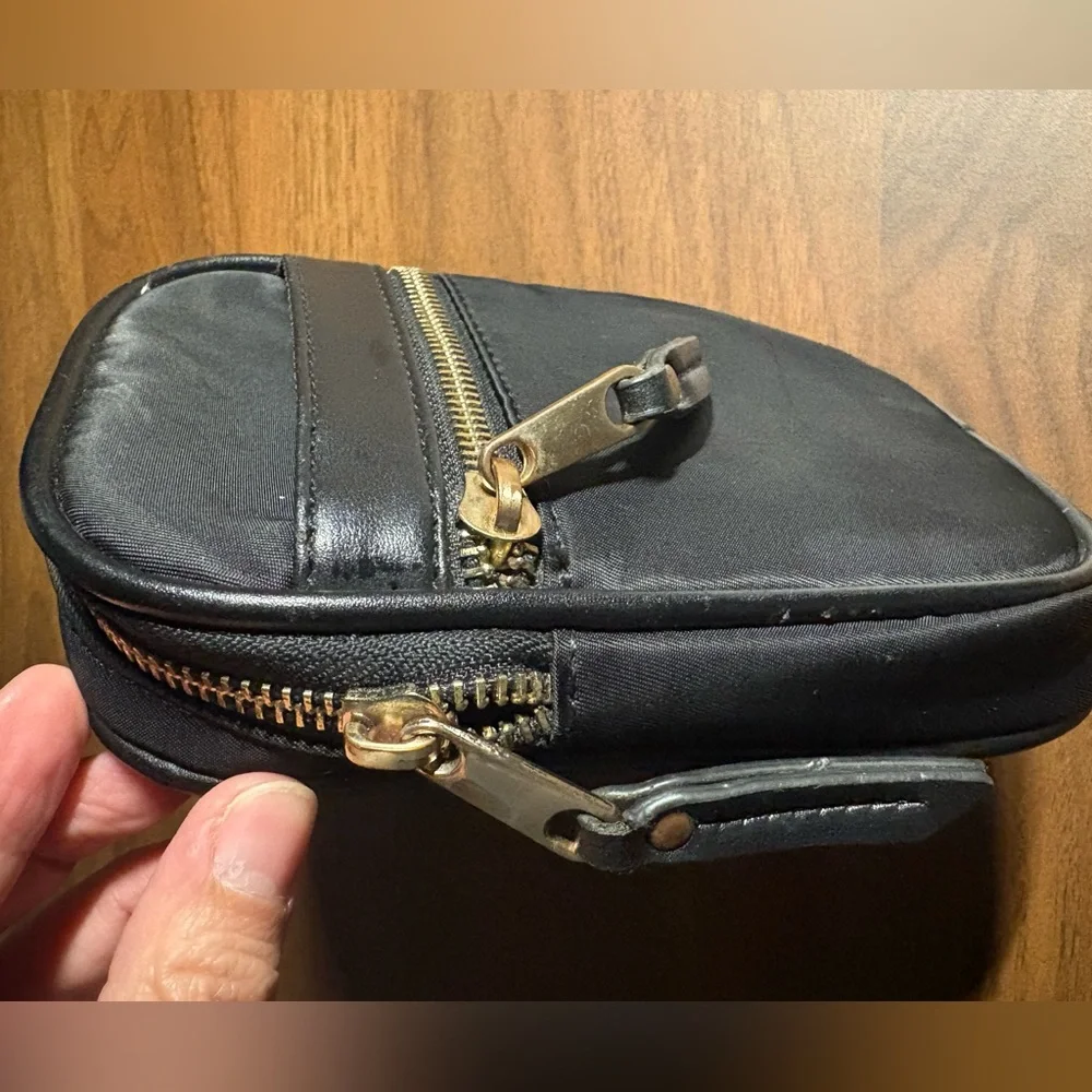 Black Leather and Nylon Pouch with wallet - Picture 2 of 10